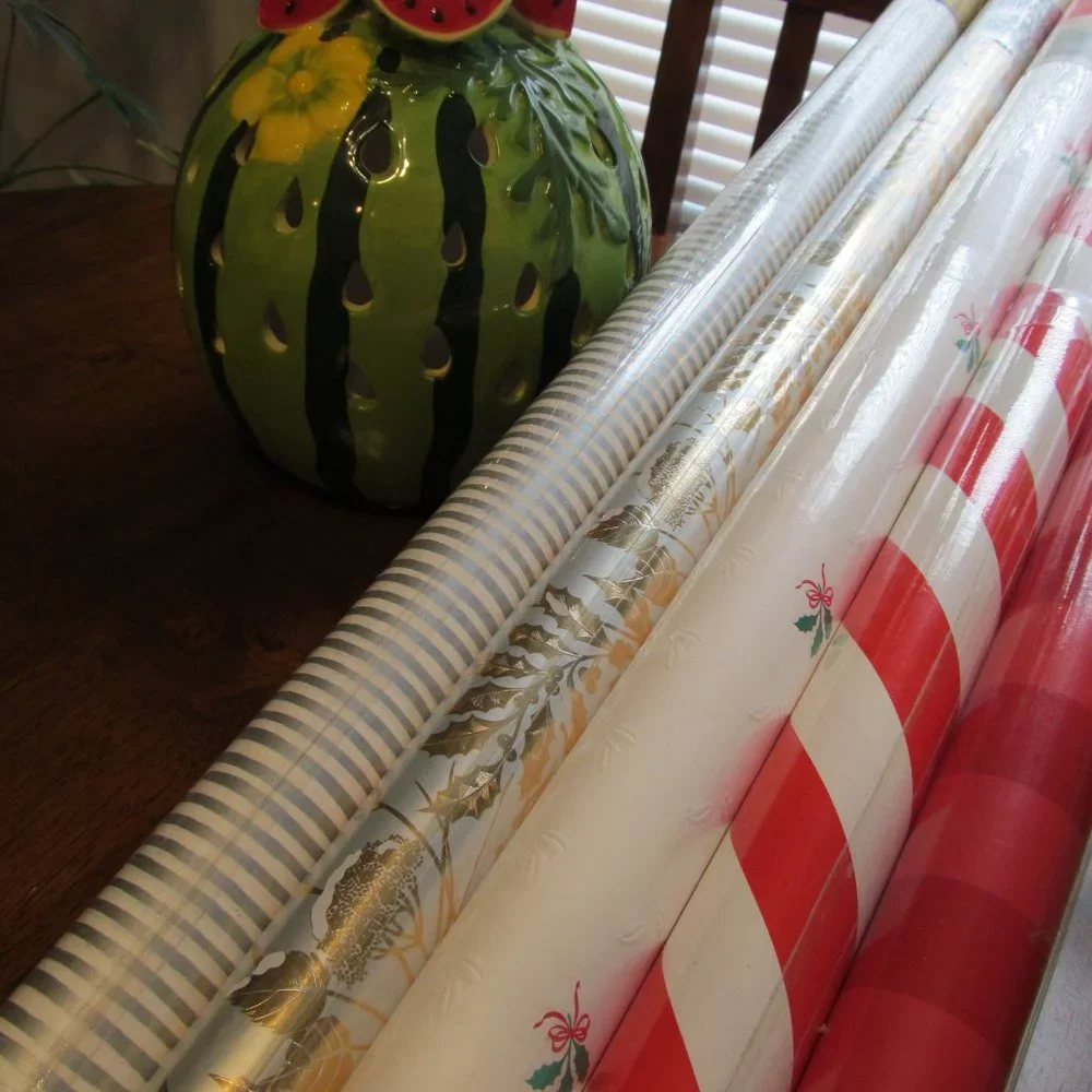Vintage NEW Hallmark Wrapping Paper Holly Candy Cane ~ 5 Rolls New in Packages